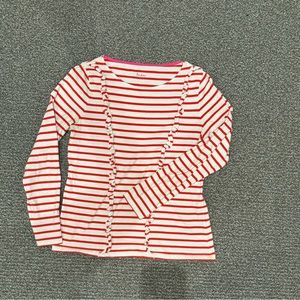 boden white and red striped top
